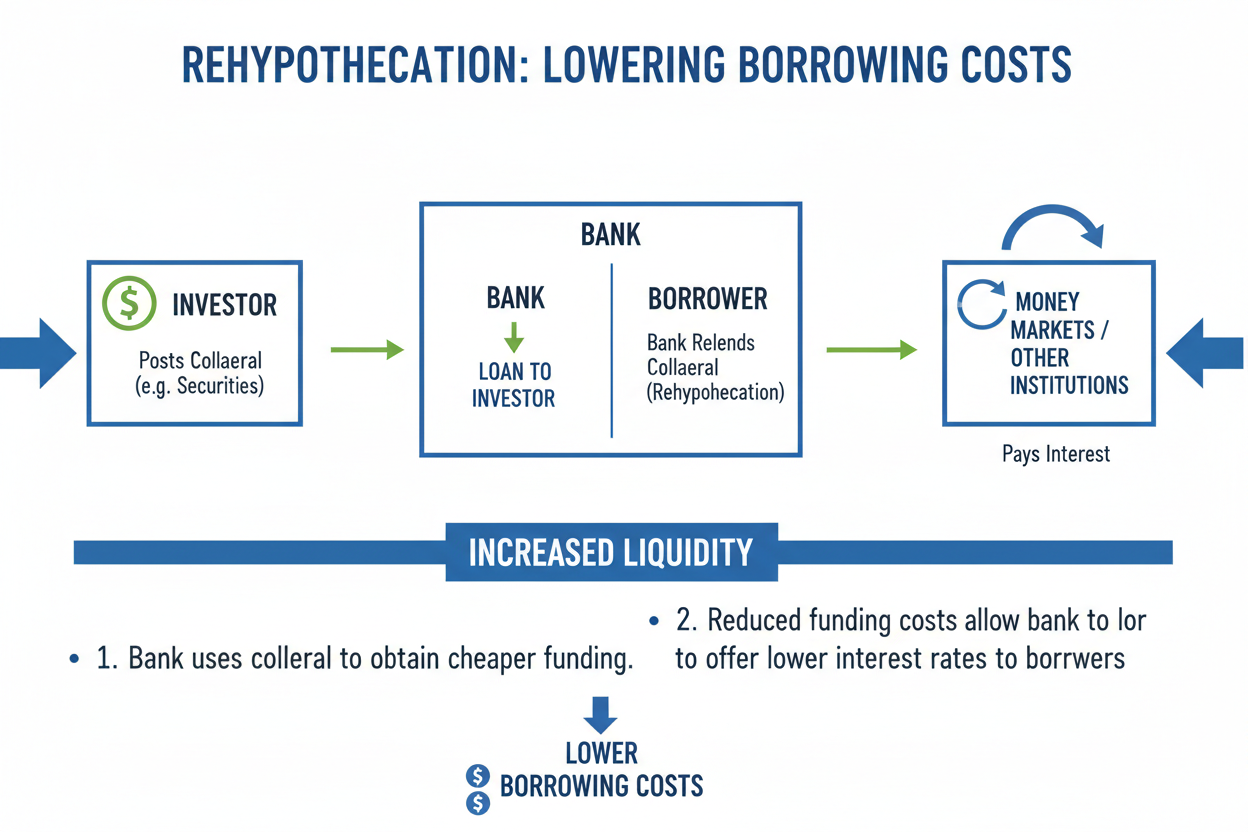 rehypothecation lower borrowing costs diagram